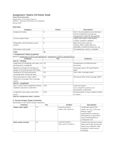 Assignment 1 Rubric (10 Points Total) (preview)